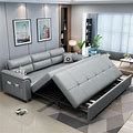 74" Light Gray Full Sleeper Convertible Sofa With Storage & Pockets Sofa Bed