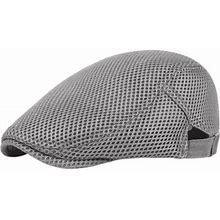Men's Gatsby Ivy Newsboy Hat Baker Breathable Mesh Flat Beret Driver Cap (LT Gray)