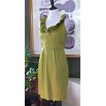 Taylor Bright Lime Green Satin Ruffled Sleeveless Empire Dress 4