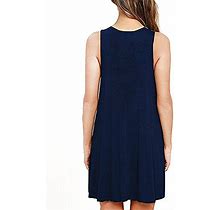 Haomeili Sleeveless Shift Dress Sundress Dresses For Women With Pockets M Navy Blue, Womens