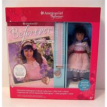 American Girl Samantha Mini Doll & Doll Stand & 3 Book Set Beforever New In Box