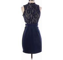 Speechless Cocktail Dress - Sheath Mock Sleeveless: Blue Print Dresses - Women's Size 5