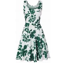 Hupom Summer Dresses Summer Dresses Flutter Fit & Flare Dress Green S