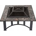 Nature Spring 33-In W Black And Orange Steel Wood-Burning Fire Pit Marble | 833262TMO
