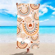 1Pc Boho Rainbow Print Soft Comfortable Lightweight Sand-Proof Beach Towel - Sweat Absorbent & Quick Drying - Perfect For Outdoor Beach,All-New,Temu