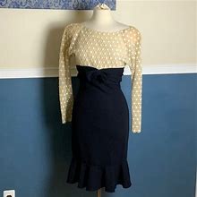 Carolyn Roehm Dresses | Vintage De La Renta Protg Carolyn Roehm Dress | Color: Blue/Cream | Size: Xs