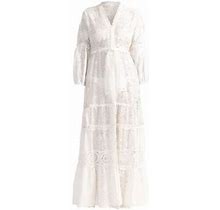 Shoshanna Women's Santorini Eyelet Tiered Maxi Dress - Optic White - Size XL