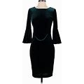Calvin Klein Cocktail Dress - Midi Boatneck 3/4 Sleeve: Black Dresses - Women's Size 2