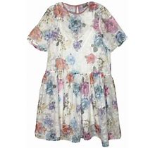 Asos Womens Babydoll Sheer Floral Organza Short Sleeve Dress Size 2