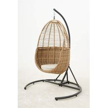 Origin 21 Sarasota Key Wicker Black Steel Frame Hanging Egg Chair With Off-White Cushioned Seat | 722.128-2