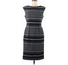 Calvin Klein Casual Dress - Sheath Crew Neck Sleeveless: Gray Print Dresses - Women's Size 6