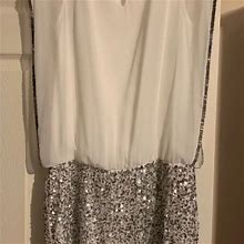 Zara Dresses | Zara Beaded Dress | Color: Silver/White | Size: L