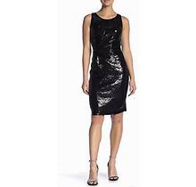 Taylor Women's Size 4 Sleeveless Sequin Knit Sheath Dress Black 43