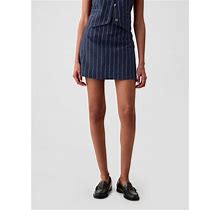 Women's Linen-Cotton Mini Skirt By Gap Navy Blue Pinstripe Tall Size 12