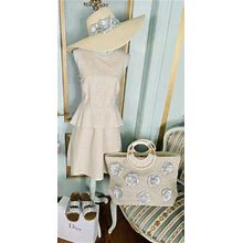 Banana Republic Beige Linen Dress With Hat And Bag Size L