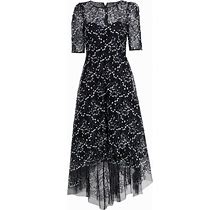 TERI JON BY RICKIE FREEMAN Floral Bead-Embellished Midi-Dress Black Multi