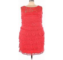 Eliza J Casual Dress - Shift Scoop Neck Sleeveless: Pink Print Dresses - Women's Size 22