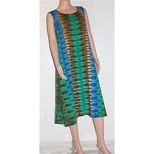 Tie Dye Women's Tank Top Dress Green Dna Hippie Boho Gypsy Sm Med Lg