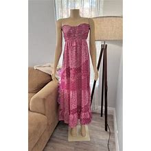 Poupette St Barth Pink Size M Medium Floral Strapless Silk Dress