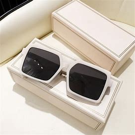 Transparent Square Oversized Sunglasses Women's Stylish Classic Sunshade Driving Eyewear,Beige,Reliable,Temu