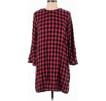 Cloth & Stone Casual Dress - Shift Crew Neck 3/4 Sleeves: Red Print Dresses - Women's Size Small