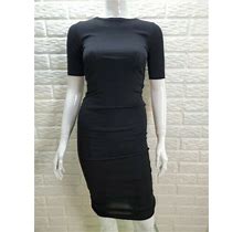 Zara Black Knit Short Sleeve Stretch Dress W/ Drawstring Sides Sz: S