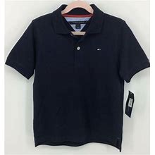 Tommy Hilfiger Kids Polo Size 6 Navy Collar Button Short Sleeve Unisex New B14