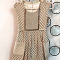 Anthropologie Dresses | Cute Anthropologie Dress With Pockets And Beading | Color: Brown/Tan | Size: Xs