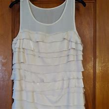 Loft Dresses | Ann Taylor Loft Ruffle Dress | Color: Cream | Size: 4