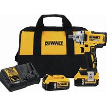 DEWALT 20V MAX XR Cordless Impact Wrench Kit With Detent Pin Anvil, 1/2-Inch (DCF894P2)