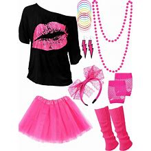 80S Costume Accessories For Women Halloween Outfit Dress Neon Leg