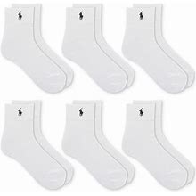Polo Ralph Lauren Men's 6-Pk. Performance Sport Quarter Socks - White - Size 7-12