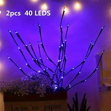 2Pcs Led Branch Light Battery Operated Lighted Branch, Vase Filler Willow Tree Artificial Little Twig Power Brown 30 Inch 20,Blue,Great Value,Temu