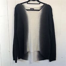 Venus Sweaters | Venus High-Low Scoop Neck Ombre Knit Sweater | Color: Black/White | Size: M