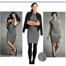 Athleta Dresses | Athleta Micro Striped Westwood Dress Cap Sleeve Brown Comfy | Color: Brown | Size: M