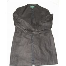 Womens Lauren Ralph Lauren Petite 100% Linen Black Lined Dress Jacket