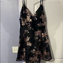Fashion Nova Dresses | Fashion Nova Fit And Flare Dress. Black And Rose Gold With Sequins | Color: Black | Size: 3X
