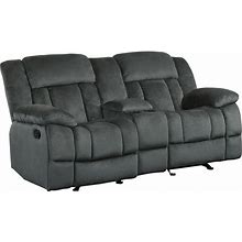 Homelegance Laurelton Charcoal Double Glider Reclining Console Loveseat - Gray 9636CC-2 Contemporary And Modern Style, Microfiber Material