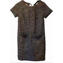 Loft Dresses | Loft Dress With Pockets And Tie Back, Size 0 | Color: Gray/Green | Size: 0