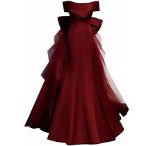 Entyinea Bodycon Dress For Women Deep V-Neck Sleeveless Side Slit Floor Length Evening Dress,Red XS