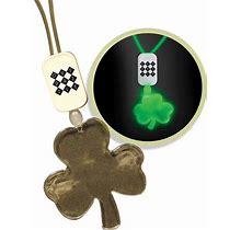 Green Custom Printed LED Shamrock Green Necklaces With Extra Large Pendant (Sample)