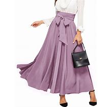 Sweatyrocks Women's Elegant High Waist Skirt Tie Front Pleated Maxi Skirts