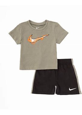 Nike Baby Boys 12-24 Months Short Sleeve Swoosh Jersey T-Shirt Microfiber Shorts Set, , Black18 Months