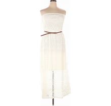 Just Be... Casual Dress - A-Line Strapless Sleeveless: Ivory Print Dresses - Women's Size 1X