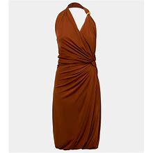 Bottega Veneta, Drop Gathered Jersey Midi Dress, Women, Red, US 10, Dresses, Viscose
