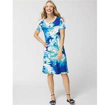 Women's Getaway Floral Knee-Length Dress In Navy Peony Size 4 (20/22-XXL) | Chico's Outlet, Spring Dresses