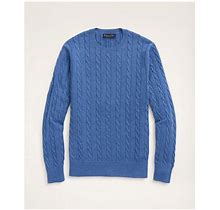 Brooks Brothers Men's Big & Tall Supima Cotton Cable Crewneck Sweater | Dark Blue Heather | Size 4X