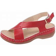 Women's Comfortable Buckle Open Toe Slip Sandals Beach Sandals Shoes With Ergonomic Soles