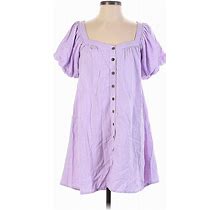 Baevely Casual Dress - Shirtdress Sweetheart Short Sleeves: Purple Dresses - Women's Size Small