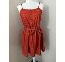 Thekorner Orange Spaghetti Strap Dress, Size M